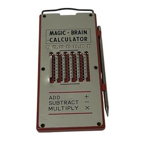 Vtg Magic Brain Calculator w stylus. Side clips broken